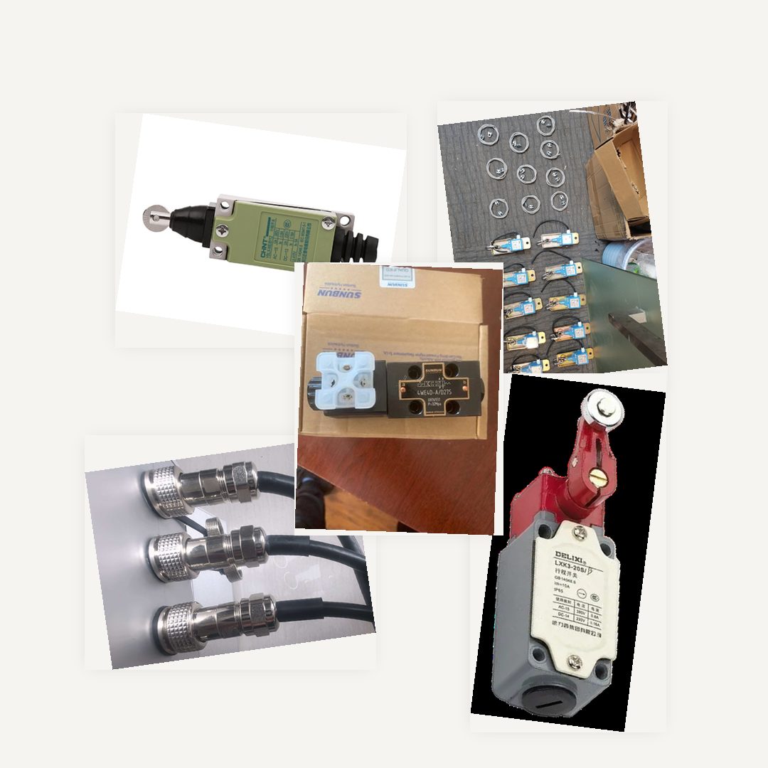 Collage of mounting brackets and accessory parts