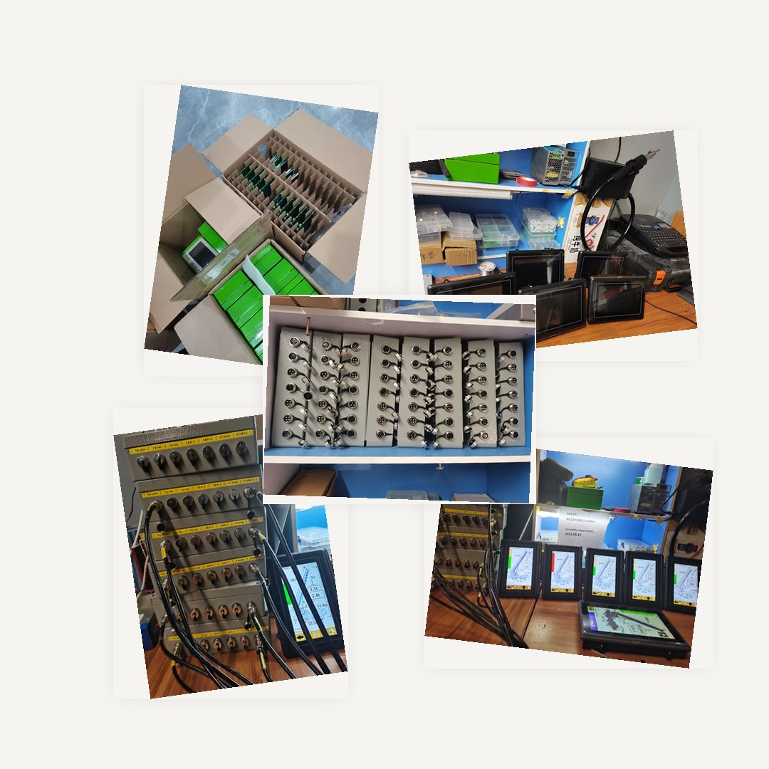 Collage of collector boxes and terminal faces built in our workshop