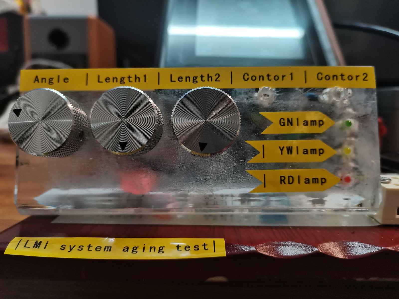 Collector box on a desk with sensor cables landed on its connector row