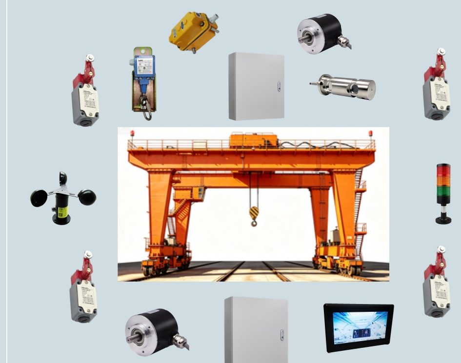 Trolley and cart master acquisition layout for a gantry crane — vendor composition sheet, not a site photograph